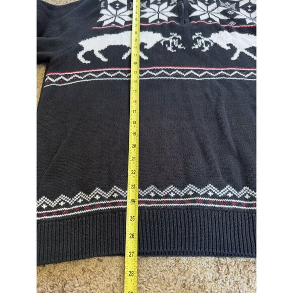 CHAPS Knit Sweater Winter Moose Snow Mock Neck 1/4 Zip Sz XXL Grandpa Core Cabin - Picture 6 of 6